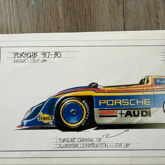 Porsche Racer Car Drawing from the 80's - Copy - Picture 6 of 8